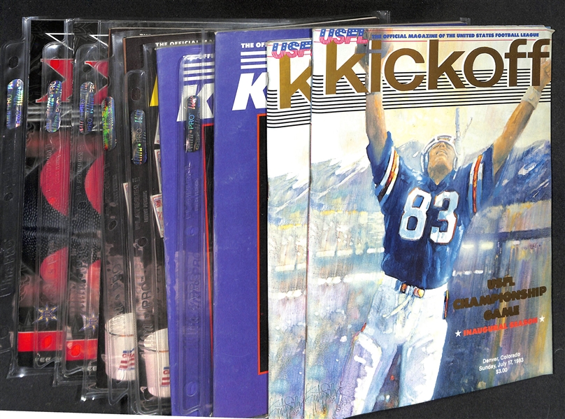 Lot of (6) USFL Kickoff Magazines USFL Championship Games (1983-1985) & (9) XFL All Access Magazines 